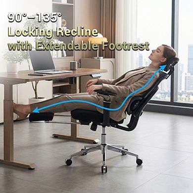 Ergonomic Home Office Desk Chair Massage Lumbar Support 4D Headrest Adjustable Back High Seat Depth