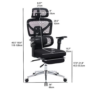 Ergonomic Home Office Desk Chair Massage Lumbar Support 4D Headrest Adjustable Back High Seat Depth