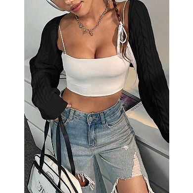 Women's Long Sleeve Knit Open Front Lightweight Casual Cardigan Shrug Sweater