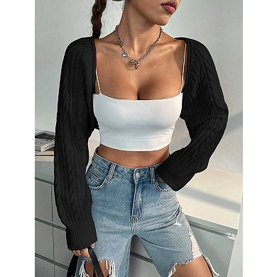 Women's Long Sleeve Knit Open Front Lightweight Casual Cardigan Shrug Sweater