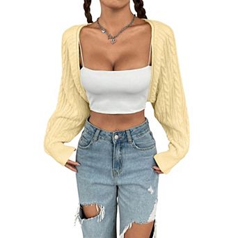 Women's Long Sleeve Knit Open Front Lightweight Casual Cardigan Shrug Sweater
