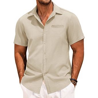 Men's V Neck Short Sleeve Button Front T-Shirt