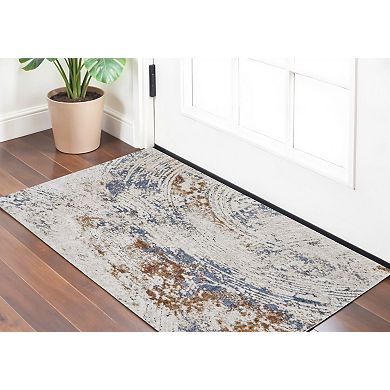 HomeRoots Rectangle Abstract Polypropylene Area Rug
