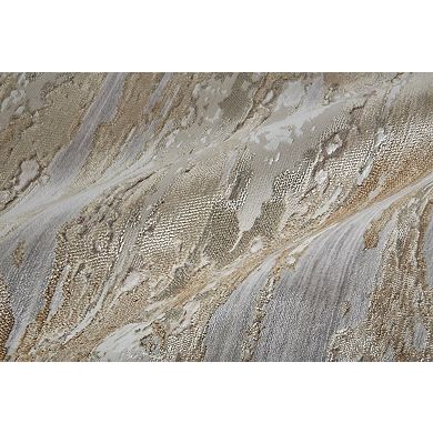 HomeRoots Rectangle Abstract Polyester Area Rug