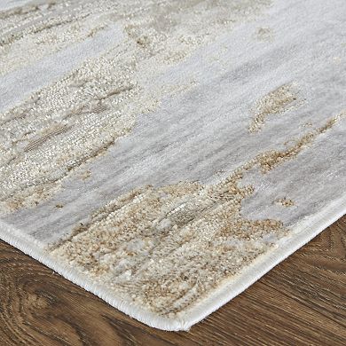 HomeRoots Rectangle Abstract Polyester Area Rug