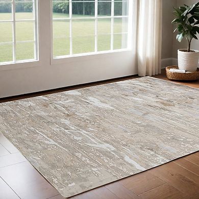 HomeRoots Rectangle Abstract Polyester Area Rug