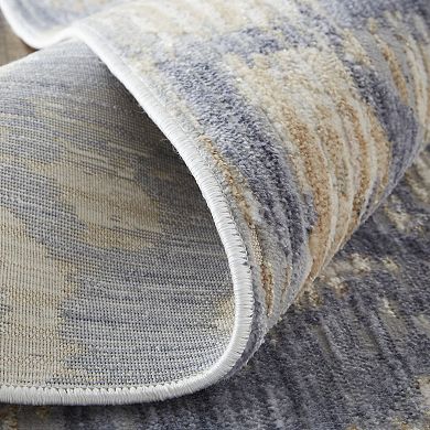 HomeRoots Rectangle Abstract Polyester Area Rug