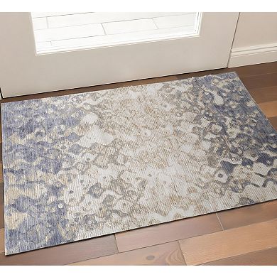 HomeRoots Rectangle Abstract Polyester Area Rug