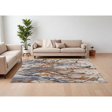 HomeRoots Rectangle Abstract Polypropylene Area Rug