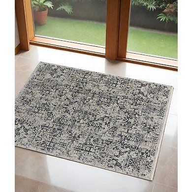 HomeRoots Rectangle Abstract Polypropylene Area Rug