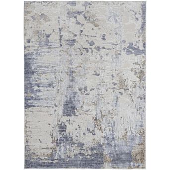 HomeRoots Rectangle Abstract Polyester Area Rug