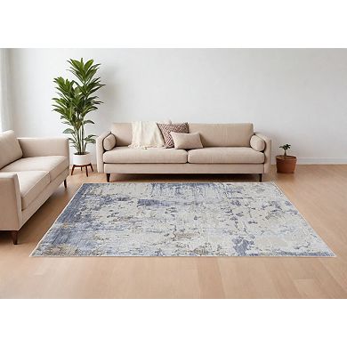 HomeRoots Rectangle Abstract Polyester Area Rug