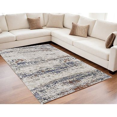 HomeRoots Rectangle Abstract Polypropylene Area Rug