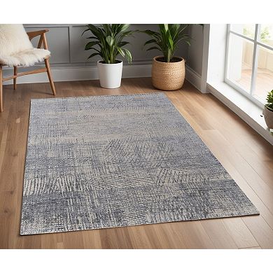 HomeRoots Rectangle Abstract Wool Blend Area Rug