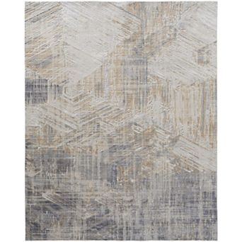 HomeRoots Rectangle Abstract Polyester Area Rug