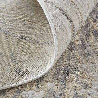 HomeRoots Rectangle Abstract Polyester Area Rug