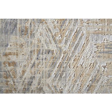 HomeRoots Rectangle Abstract Polyester Area Rug