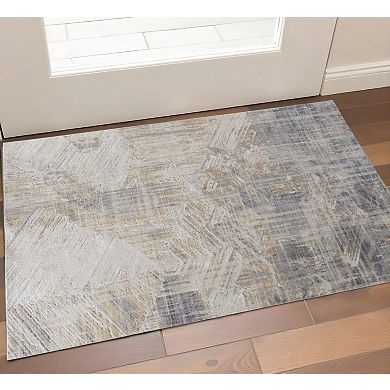 HomeRoots Rectangle Abstract Polyester Area Rug