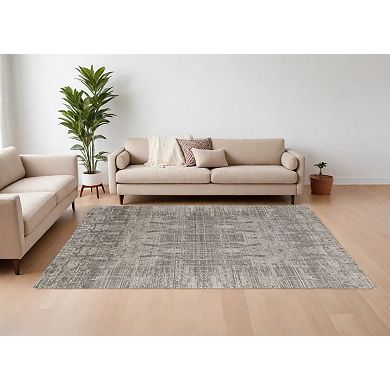 HomeRoots Rectangle Abstract Wool Blend Area Rug