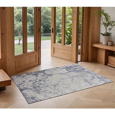 HomeRoots Rectangle Abstract Polyester Area Rug