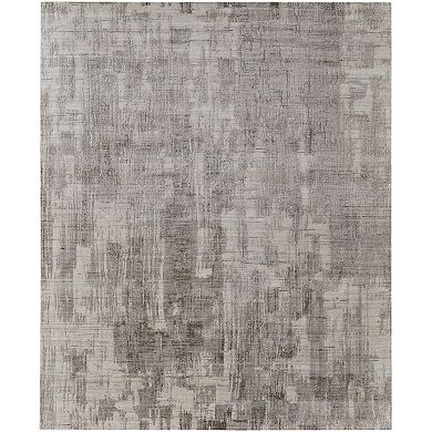 HomeRoots Rectangle Abstract Wool Blend Area Rug