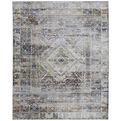 HomeRoots Rectangle Abstract Polypropylene Area Rug