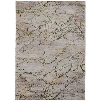 HomeRoots Rectangle Abstract Polyester Area Rug