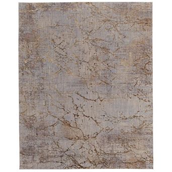 HomeRoots Rectangle Abstract Polyester Area Rug