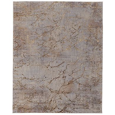 HomeRoots Rectangle Abstract Polyester Area Rug