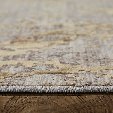 HomeRoots Rectangle Abstract Polyester Area Rug