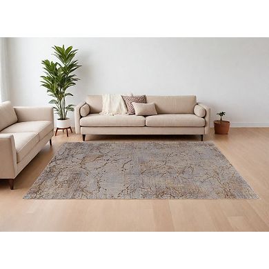 HomeRoots Rectangle Abstract Polyester Area Rug