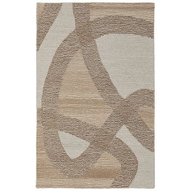 HomeRoots Rectangle Abstract Wool Area Rug