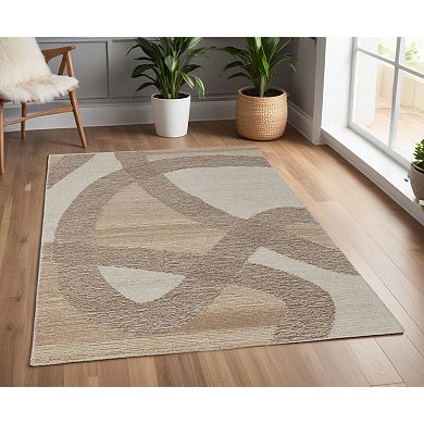 HomeRoots Rectangle Abstract Wool Area Rug