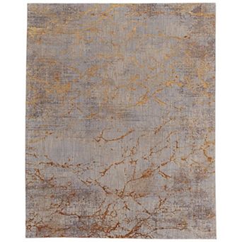 HomeRoots Rectangle Abstract Polyester Area Rug