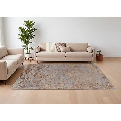 HomeRoots Rectangle Abstract Polyester Area Rug