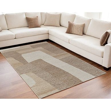 HomeRoots Rectangle Abstract Wool Area Rug
