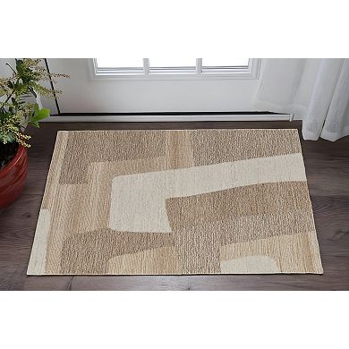 HomeRoots Rectangle Abstract Wool Area Rug