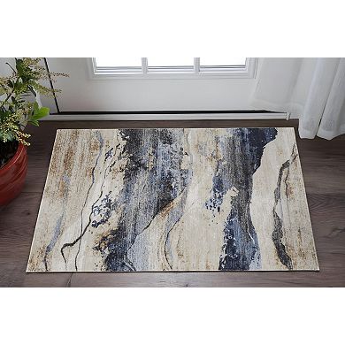 HomeRoots Rectangle Abstract Polypropylene Area Rug