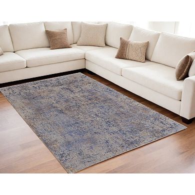 HomeRoots Rectangle Abstract Polyester Area Rug