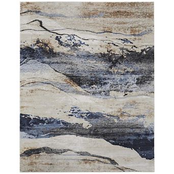 HomeRoots Rectangle Abstract Polypropylene Area Rug
