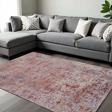 HomeRoots Rectangle Abstract Polyester Area Rug