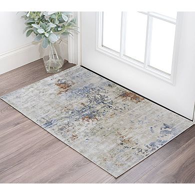 HomeRoots Rectangle Abstract Polypropylene Area Rug