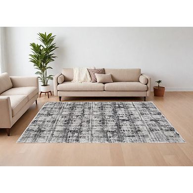 HomeRoots Rectangle Abstract Polypropylene Area Rug
