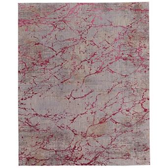 HomeRoots Rectangle Abstract Polyester Area Rug