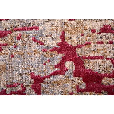 HomeRoots Rectangle Abstract Polyester Area Rug