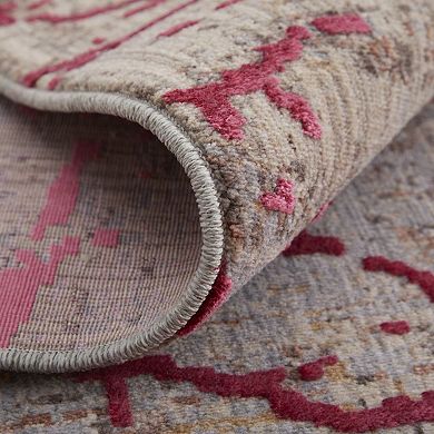 HomeRoots Rectangle Abstract Polyester Area Rug