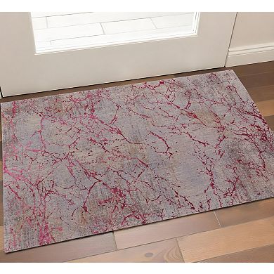 HomeRoots Rectangle Abstract Polyester Area Rug