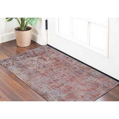 HomeRoots Rectangle Abstract Polyester Area Rug