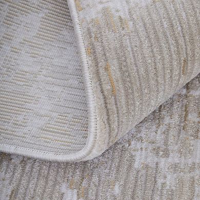 HomeRoots Rectangle Abstract Polypropylene Area Rug