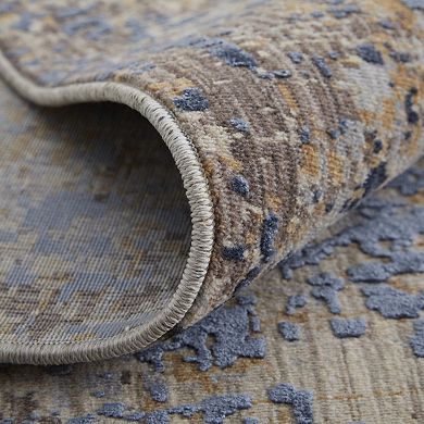 HomeRoots Rectangle Abstract Polyester Area Rug